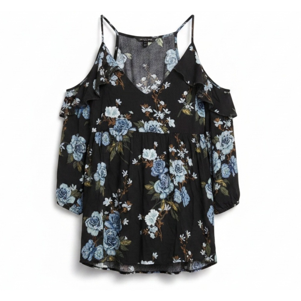American Eagle Outfitters Floral Cold Shoulder Bell Sleeve Top Blouse Women's S